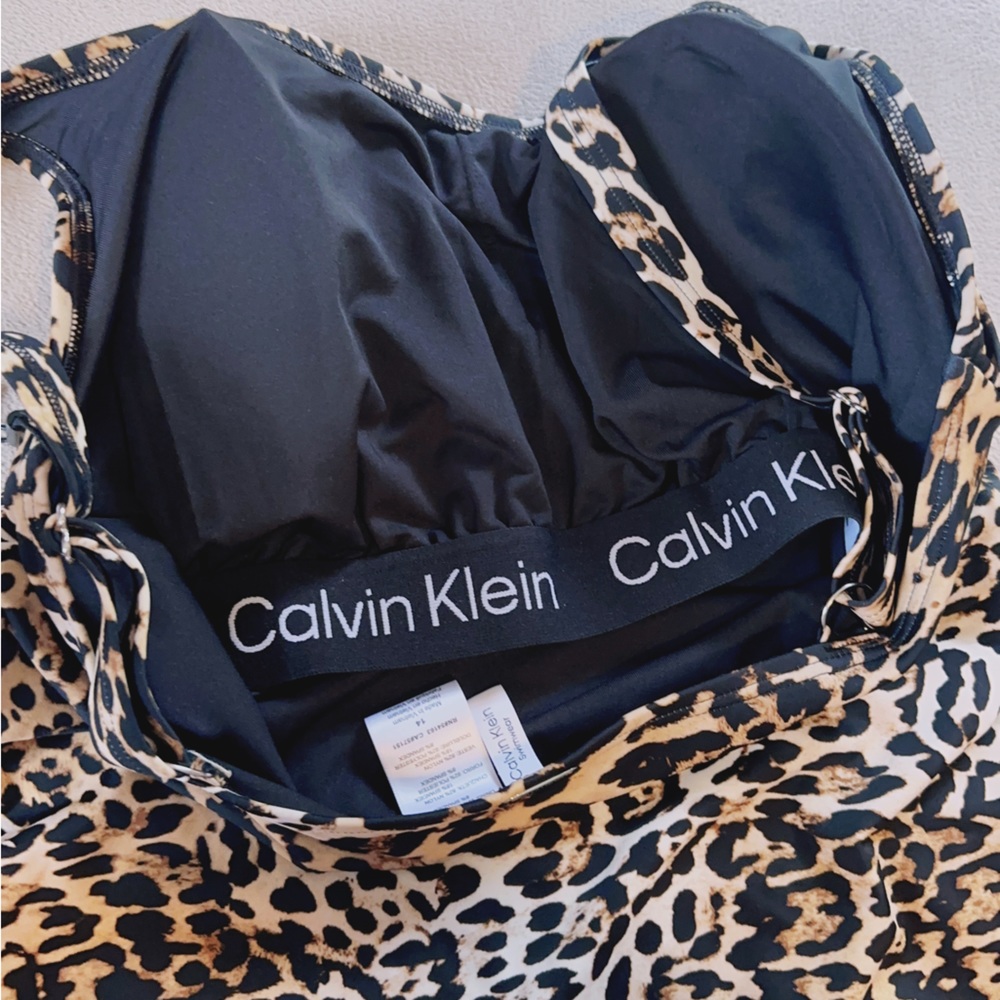 Calvin Klein animal print 1 piece swimsuit sexy design removable cup uv protecti - Picture 7 of 9